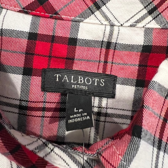 Talbots LARGE PETITE red/black/white plaid with a metallic thread.  EUC!!!!! - Picture 7 of 13